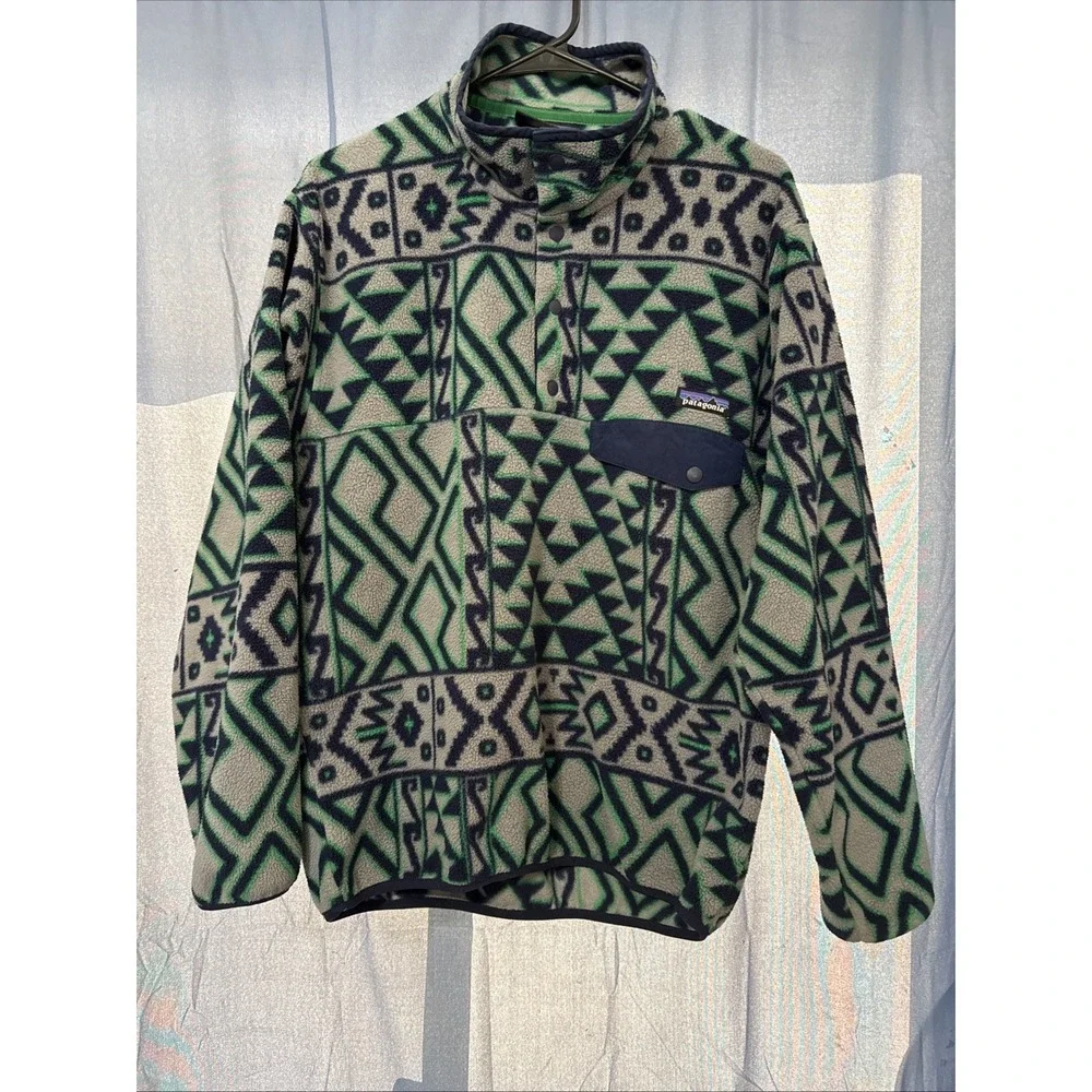 Vintage Patagonia Synchilla Montana Siete Snap-T Fleece Pullover Aztec Men Sz S